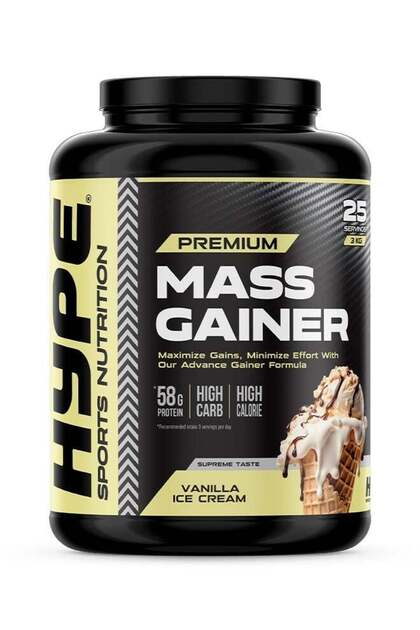 MASS GAINER VANILLA ICE CREAM | 3kg | Muscle Growth & Recovery, Low Fat Formula