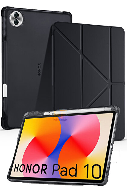 Honor Pad 10 / Pad 20 / Pad 20 Pro 12.1 Inch Uyumlu Trifolding Kalem Bölmeli Arkası Yumuşak Kılıf