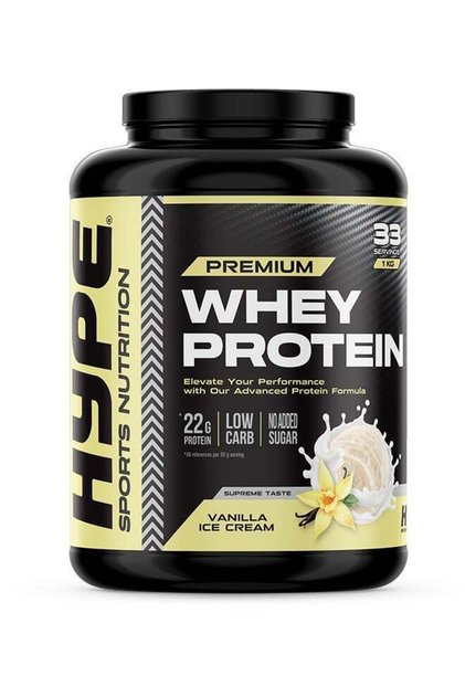 Whey Protein Powder VANILLA ICE CREAM | 1kg | 22g Protein, Low Sugar for Muscle Growth