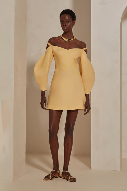 Dahlia Bianca Maya Linen Dress- Trendyol