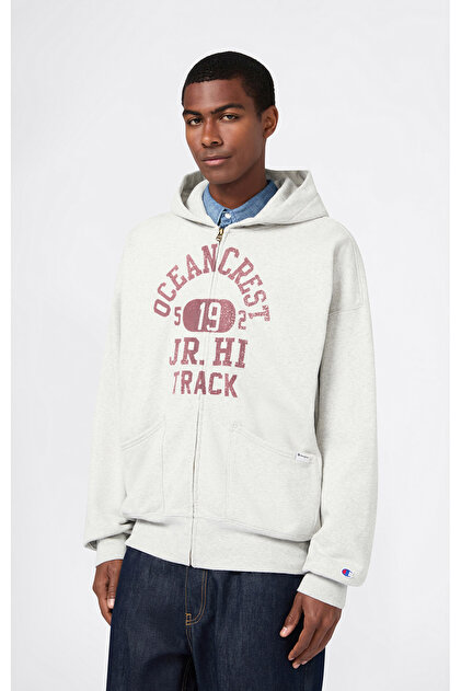 Champion Icons Plush Wash Hooded Sweatshirt Erkek Gri Sweatshirt