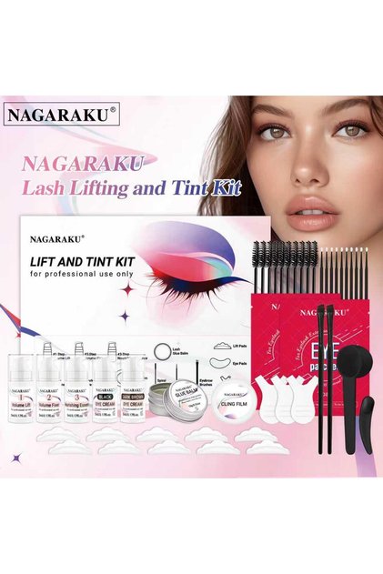 Kirpik Lifting Seti Lash Lıfe, Kaş Kirpik Perma Seti Full Set Kahverengi ve siyah boyalı