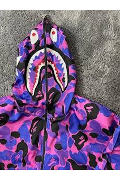 Erzani Kids Bape Unisex Kapüşonlu Fermuarlı nakışlı baskılı papçi