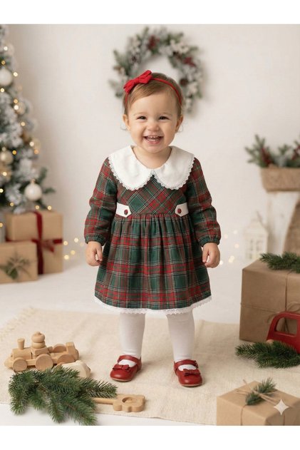 Baby Girl Plaid Red Royal Lined Dress