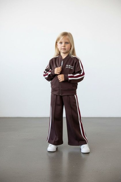 Girl's Black Striped Tracksuit Set