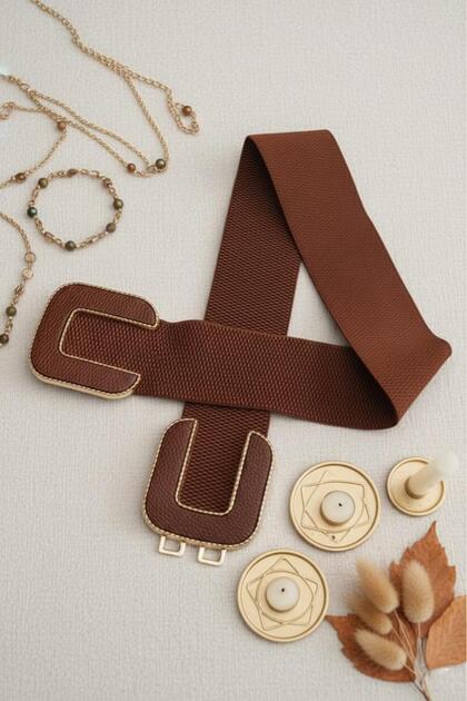 Elastic Elegant Buckle Women's Belt, Coat Belt, Dress Belt, Rubber Belt