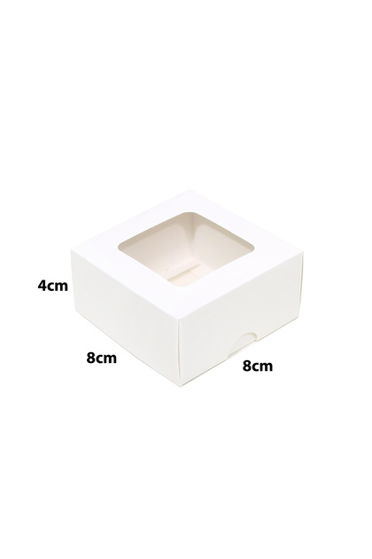 12 pieces of paper candy boxes with a window, white color, dimensions 8