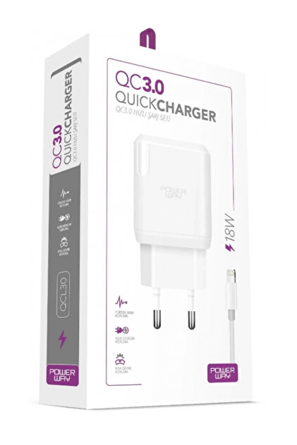 Powerway Qc3 Tüm Telefonlara Uyumlu 3.0 Amper 18w Hızlı Şarj