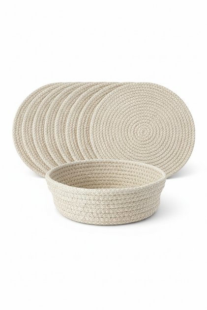 American Service, 9-Piece Runner with Bread Basket, Presentation Serving Set, Cream