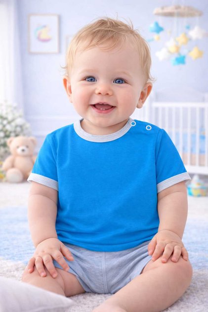 Baby T-Shirt Girl Boy Children Unisex T-Shirt with Snap Fasteners