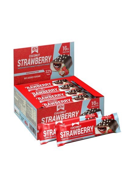 No Added Sugar Chocolate Caramel Protein Bar, Coconut Strawberry, Box of 12 Pieces