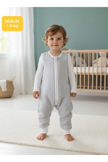 Muslin 1.0 Tog Spring/Summer with Footed Booties, Sleeveless m Transitional Sleeping Bag for Girls and Boys/