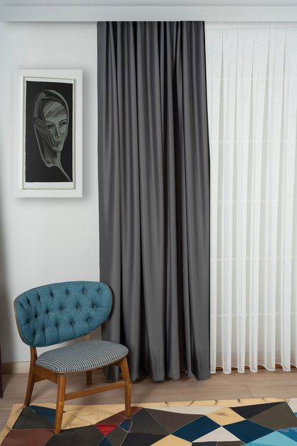 Dark Blackout Lightproof Blackout Thick Background Curtain Living Room Bedroom Children's Room No Piles Smoked