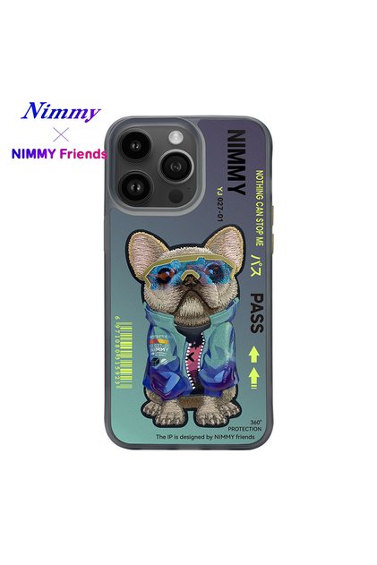 iPhone 14 Pro Dog Series Green Phone Case with Dog Embroidery Detail