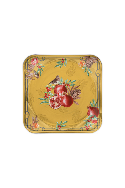 Pomegranate Yellow 2-Piece Glass Coaster & Candle Plate