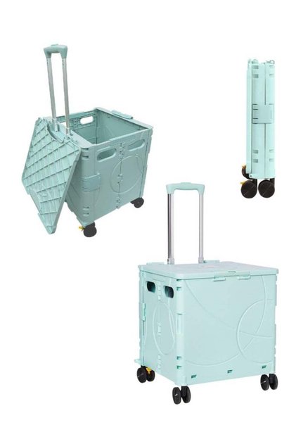 Folding Rolling Utility Cart with Wheels, Noiseless & Wear-Resistant Shopping Trolley