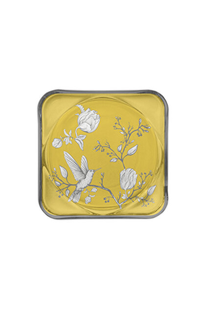 Rose Glow Yellow 2-Piece Glass Coaster & Candle Plate