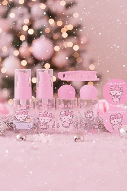 SANRIO Lisanslı Hello Kitty Seyahat Seti Boş Kozmetik Şişeleri