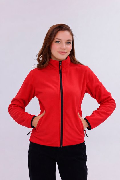 Jachetă din fleece pentru femei, slim fit, cu fermoar integral