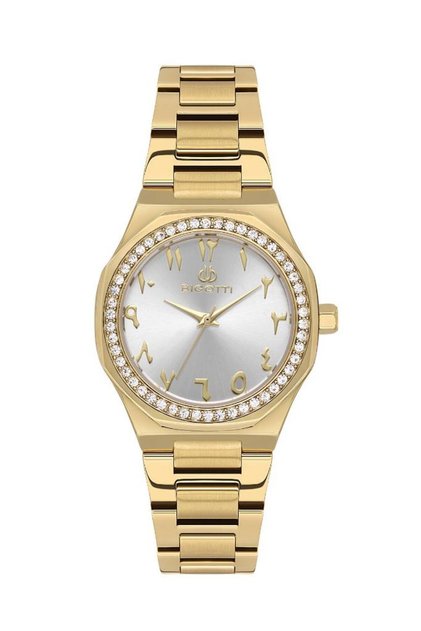 Bg.1.10587-7 Stone Design Steel Plated Gold Women's Wristwatch