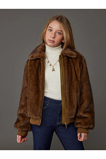 LC Waikiki LCW Kids Kahverengi Kız Çocuk Suni Kürk Mon - Fiyatı