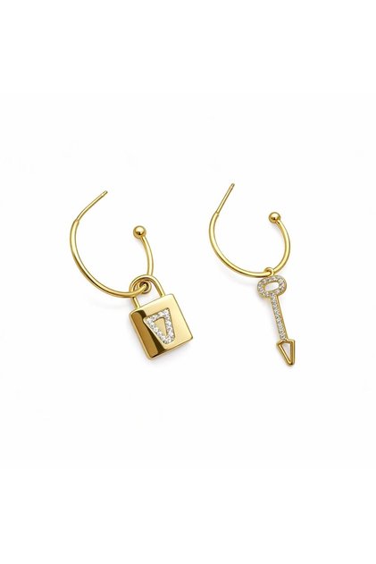 Key Charm Hoop Earrings