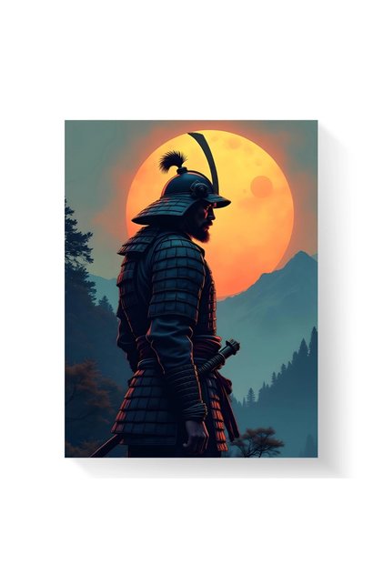 Tablou - Samurai - Portret la apus de soare