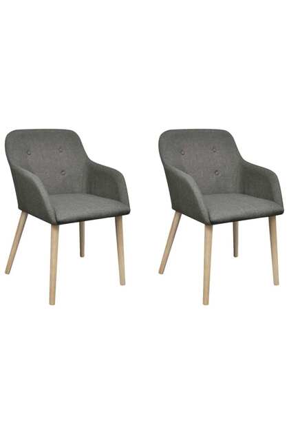 Oak Indoor Fabric Dining Chair Set 2 pcs with Armrest Dark Grey