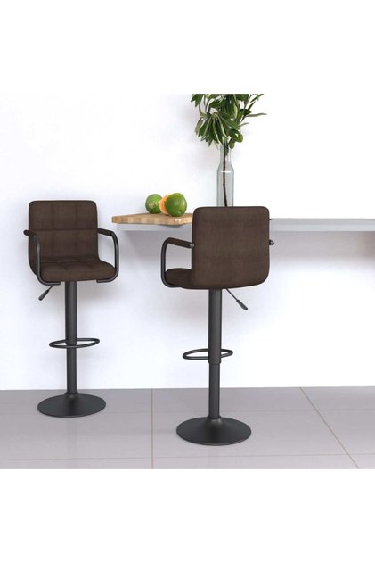 Bar Stools 2 pcs Brown Fabric