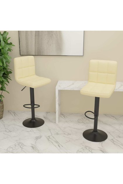 Bar Stools 2 pcs Cream Fabric