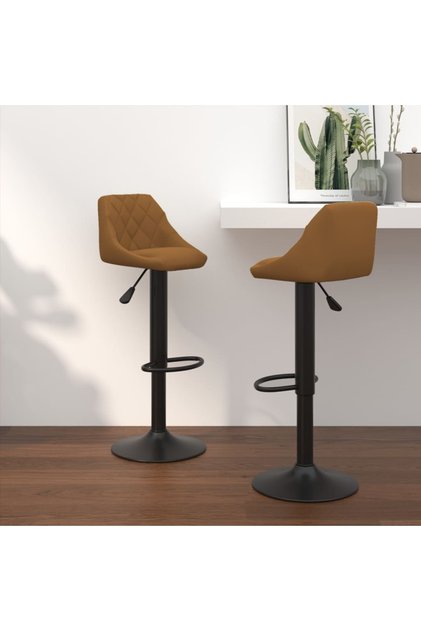 Bar Stools 2 pcs Brown Velvet