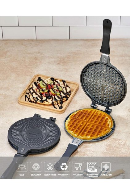 Cast Granite Waffle Pan – Bakelite Handle