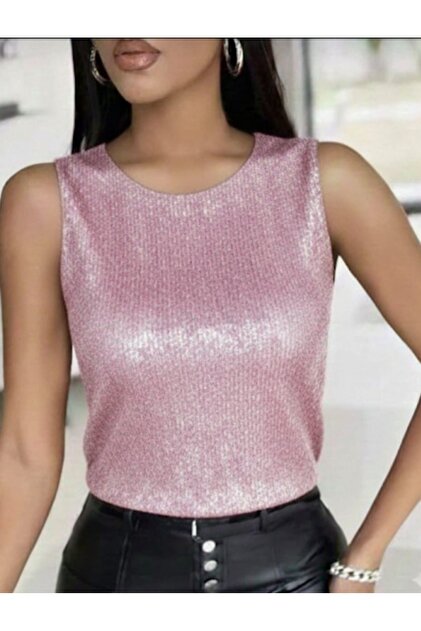 Women's Crew Neck Sequin Blouse