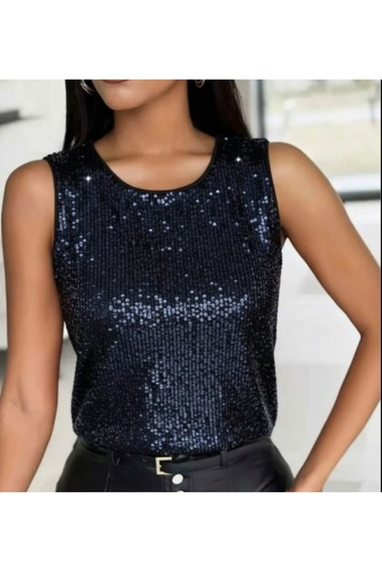 Women's Crew Neck Sequin Blouse