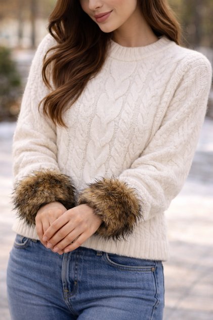 Brown Plush Fur Bracelet | Women's Winter Accessory