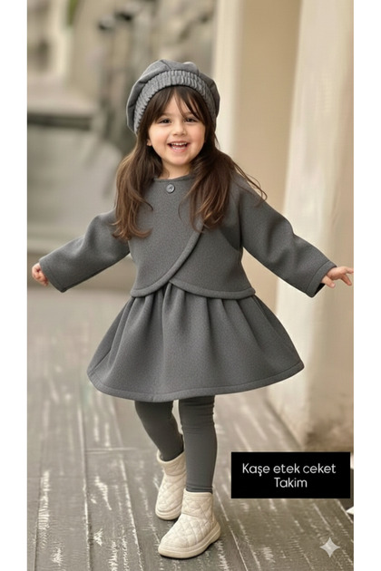 Kaşe etek ceket takim 3 lu kombin