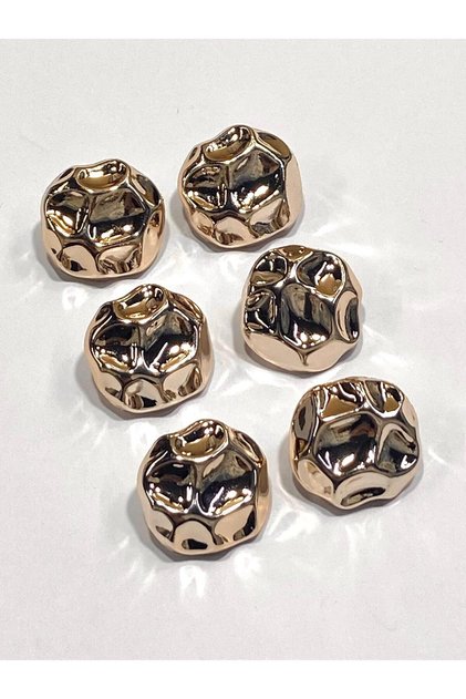 Bombeli Metalize Düğme / 2,5 cm / Açık Gold / 6 lı set / M2550