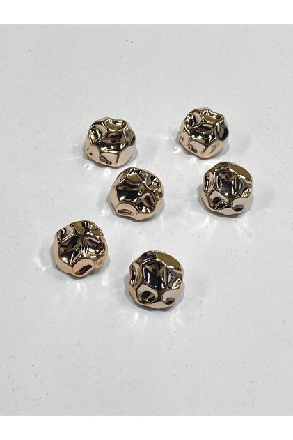 Bombeli Metalize Düğme / 2 cm / Açık Gold / 6 lı set / M2550