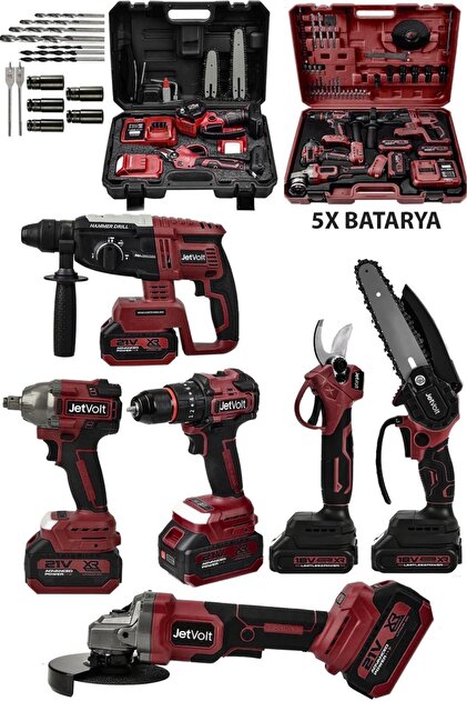 JetVolt Ultra Profesyonel 21v 2.0ah 2 Çantalı 5 Bataryalı Kömürsüz