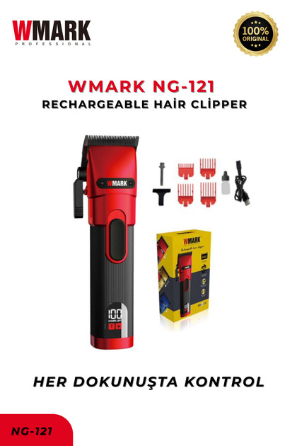 Wmark NG-121 Profesyonel Saç Kesme Makinesi Kırmızı | Güçlü Motor