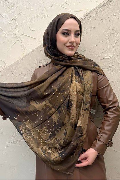 Şal din mătase din bumbac cu model Sahra