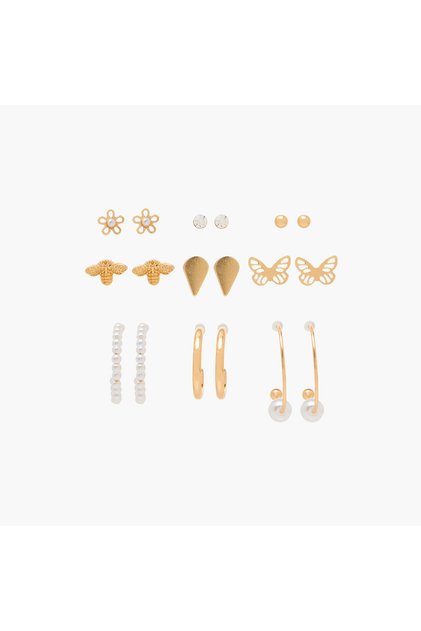 Assorted Earrings with Pushback Closure - Set of 9