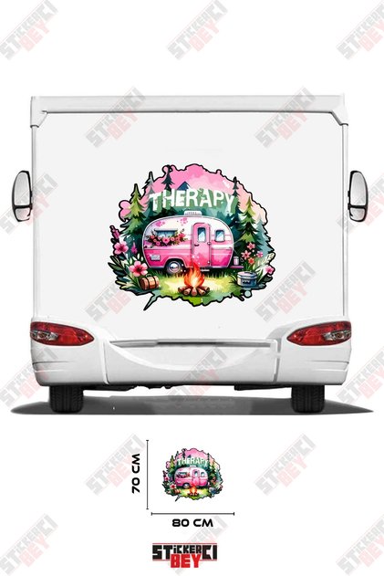 Therapy Written Tree and Caravan Visual Caravan Sticker Coating