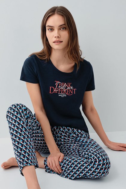 Women's Navy Blue Pajama Set