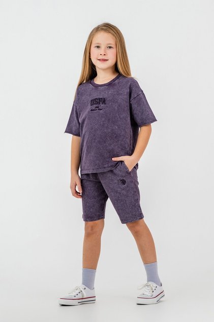 U.S. Polo Assn. Girl's Purple Bermuda Set
