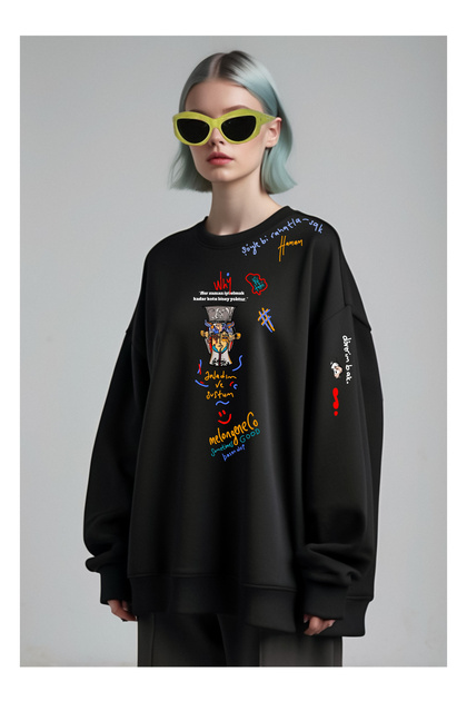 Siyah oversize sweatshirt her zaman iyi olmak kadar kötü bir şey yoktur sweat özel tasarım