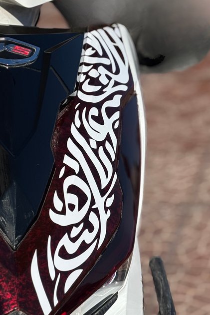 Rks Vrs125 Compatible Headlight Upper Tribal Calligraphy Sticker (Fully Compatible Without Cutting or Cutting Blades)