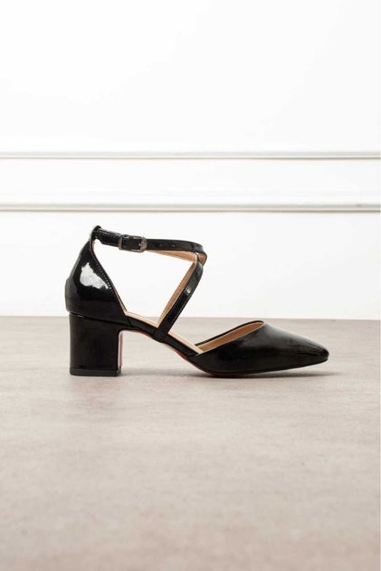 New Season Women's High-Heeled Shoes Black Patent Leather Comfortable Heel 5cm