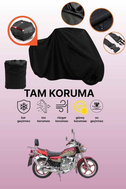 Black Rear Bag Compatible with Arora Ar 200-16C Jaguar Compatible Motorcycle Tarpaulin