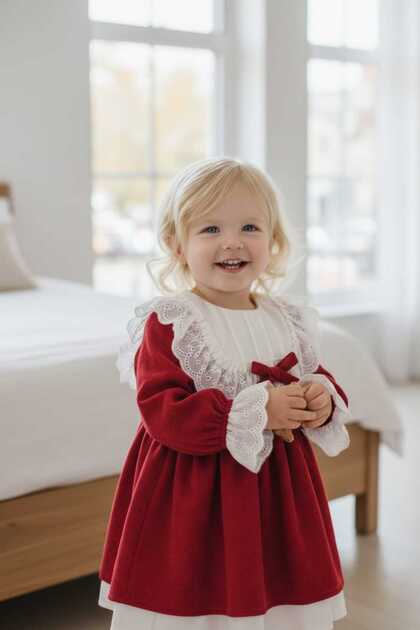 Ruffle-Detail Cotton Fabric Dress